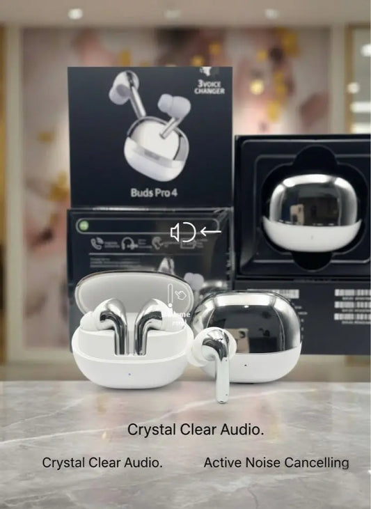 Buds Pro 4 – Premium Wireless Earbuds with 3-Voice Changer, Volume Control & HD Sound AQ Trendify