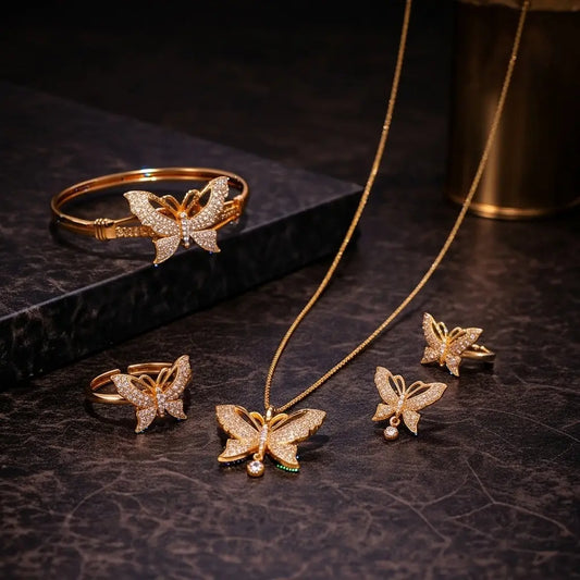 🦋 Aurelia Butterfly Exclusive Jewelry Set – Special Edition (Without Box) - Perfect EID Gift For Her - Limited Stock AQ Trendify